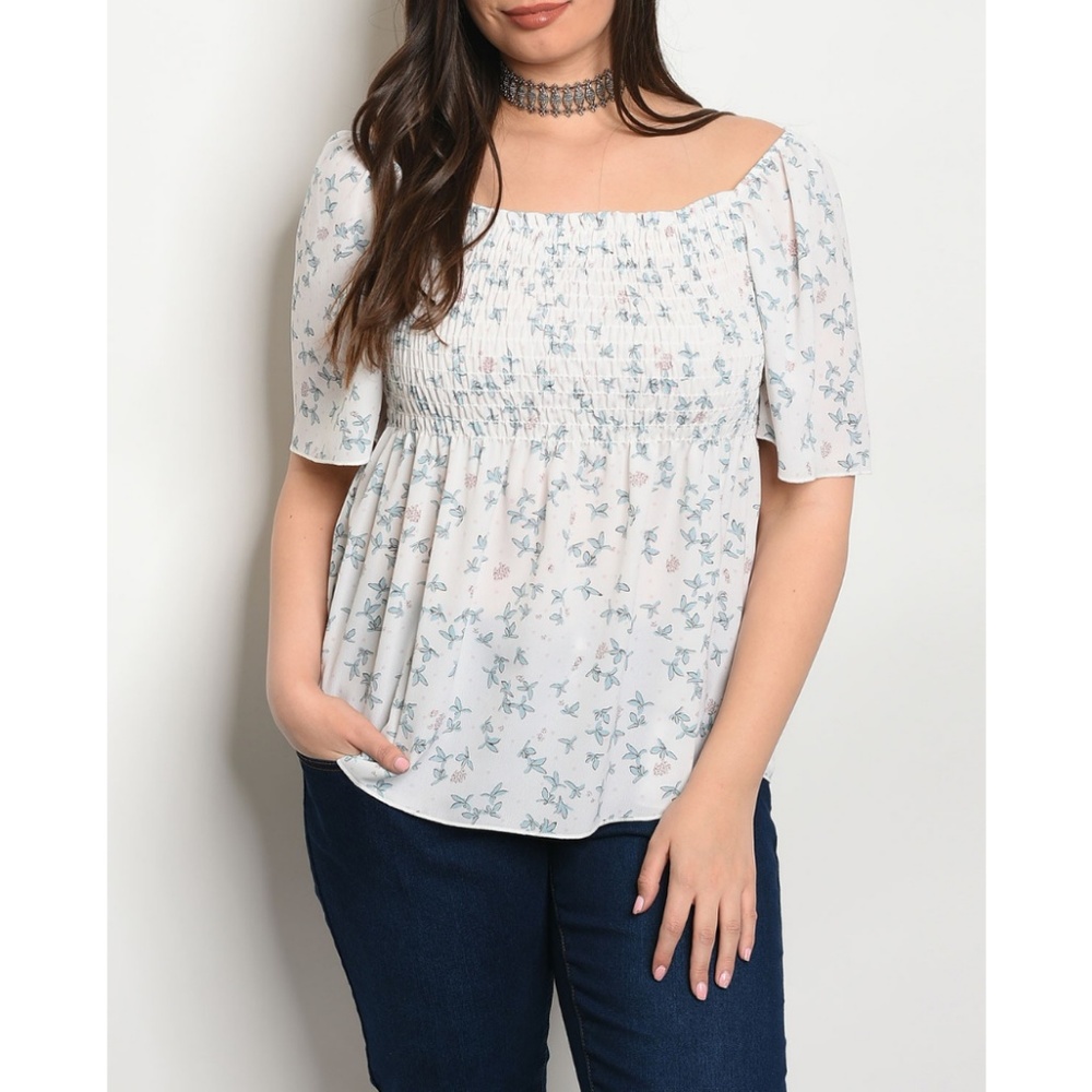 Off White Floral Plus Size Top {Check It Out} - Picture 2 of 3
